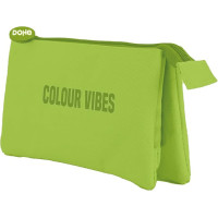Dohe Colour Vibes Portatodo Triple - Cierre Doble con Cremallera y Tirador de Goma - Color Verde Lima