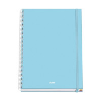 Dohe Serenity Cuaderno Espiral A4 100 Hojas Microperforadas Cuadricula 5mm - Tapa Dura Carton Forrado - Cierre de Goma - Bandas de Color - Color Azul