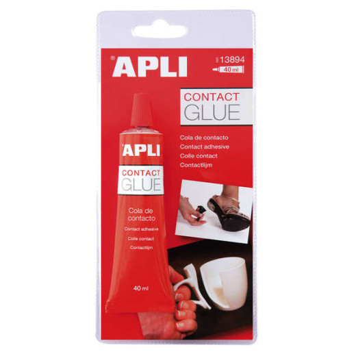 Apli Cola Contacto 40ml - Secado Rapido - Resistente al Agua y al Calor - Transparente