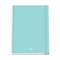 Dohe Serenity Cuaderno Espiral A4 100 Hojas Microperforadas Cuadricula 5mm - Tapa Dura Carton Forrado - Cierre de Goma - Bandas de Color - Color Verde