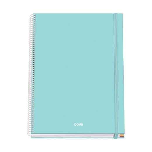Dohe Serenity Cuaderno Espiral A4 100 Hojas Microperforadas Cuadricula 5mm - Tapa Dura Carton Forrado - Cierre de Goma - Bandas de Color - Color Verde