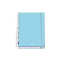 Dohe Serenity Cuaderno Espiral A5 100 Hojas Cuadricula 5mm - Tapa Dura Impresa a todo Color y Plastificada en Brillo - Bandas de Color - Cierre de Goma - Color Azul