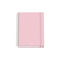 Dohe Serenity Cuaderno Espiral A5 100 Hojas Cuadricula 5mm - Tapa Dura Impresa a todo Color y Plastificada en Brillo - Bandas de Color - Cierre de Goma - Color Rosa