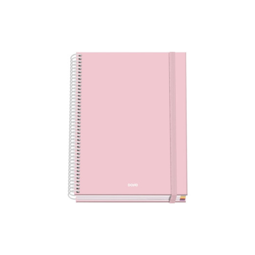 Dohe Serenity Cuaderno Espiral A5 100 Hojas Cuadricula 5mm - Tapa Dura Impresa a todo Color y Plastificada en Brillo - Bandas de Color - Cierre de Goma - Color Rosa