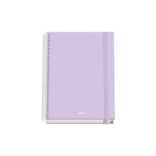 Dohe Serenity Cuaderno Espiral A5 100 Hojas Cuadricula 5mm - Tapa Dura Impresa a todo Color y Plastificada en Brillo - Bandas de Color - Cierre de Goma - Color Morado
