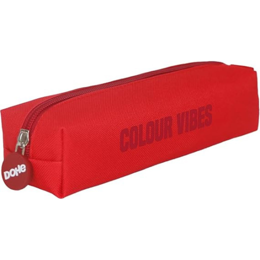 Dohe Colour Vibes Portatodo Cuadrado - Cierre con Cremallera y Tirador de Goma - Color Rojo