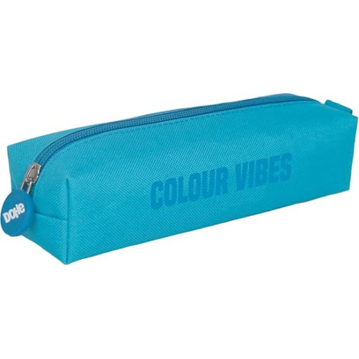 Dohe Colour Vibes Portatodo Cuadrado - Cierre con Cremallera y Tirador de Goma - Color Azul Cyan