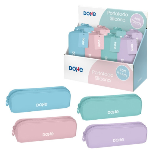 Dohe Serenity Expositor con 8 Portatodos Simples de Silicona - Cierre con Cremallera y Tirador de Goma - Colores Surtidos