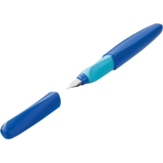 Pelikan Twist Pluma Estilografica Escolar Recargable - Plumilla de Acero Inoxidable Punto M - Cuerpo Color Azul (814737)