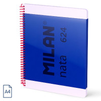 Milan Nata 624 Cuaderno Espiral Formato A4 Liso - 80 Hojas de 95 gr/m2 - Microperforado
