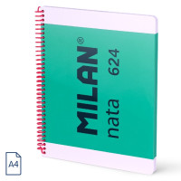 Milan Nata 624 Cuaderno Espiral Formato A4 Liso - 80 Hojas de 95 gr/m2 - Microperforado