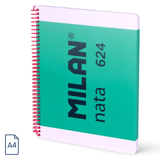 Milan Nata 624 Cuaderno Espiral Formato A4 Liso - 80 Hojas de 95 gr/m2 - Microperforado