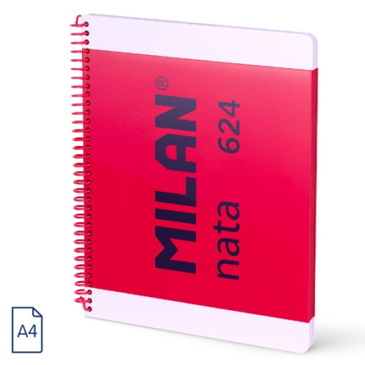 Milan Nata 624 Cuaderno Espiral Formato A4 Liso - 80 Hojas de 95 gr/m2 - Microperforado