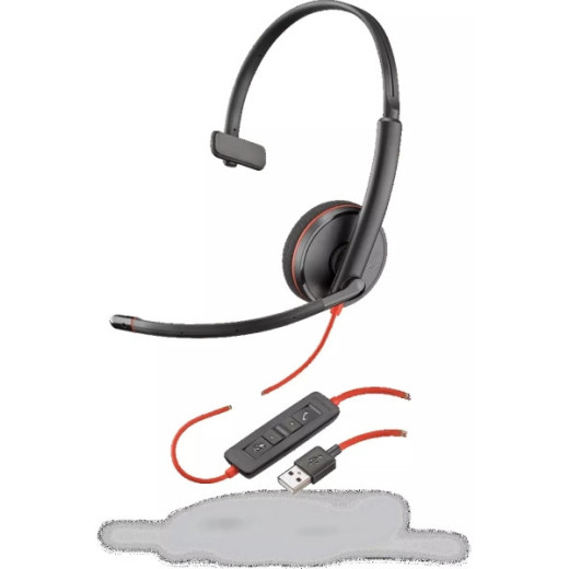 Plantronics/Poly Blackwire C3210 USB-A Auricular Monoaural con Microfono - Almohadilla Acolchada - Controles en Cable