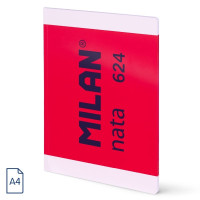 Milan Nata 624 Libreta Encolada Formato A4 Pautado 7mm - 48 Hojas de 95 gr/m2 - Microperforado - Color Rosa