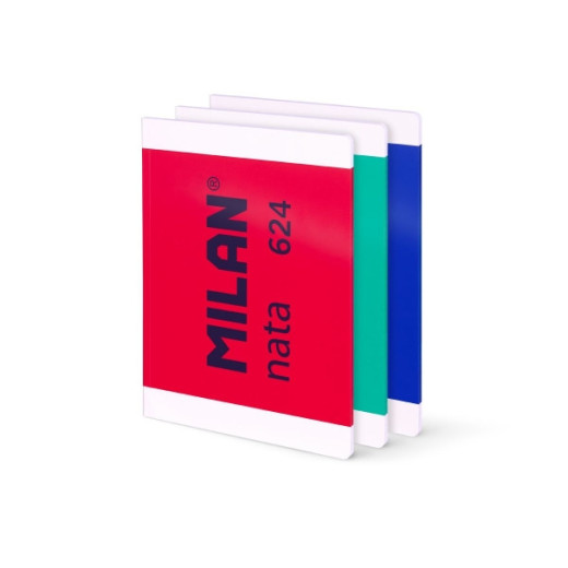 Milan Nata 624 Pack de 3 Libretas Enciladas Formato A4 Cuadricula 5mm - 48 Hojas de 95 gr/m2 - Microperforado - Colores Surtidos