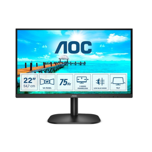 AOC Monitor 21.5" WLED FullHD 75Hz - Angulo de Vision 178° - HDMI