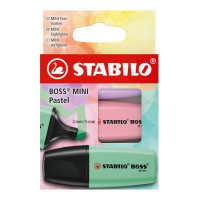 Stabilo Boss Mini Pastel Pack de 3 Marcadores Fluorescentes - Trazo entre 2 y 5mm - Tinta con Base de Agua - Antisecado - Colores Verde