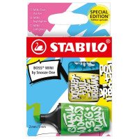 Stabilo Boss Mini by Snooze One Pack de 3 Mini Marcadores Fluorescentes - Trazo entre 2 y 5mm - Tinta con Base de Agua - Antisecado - Colores Surtidos