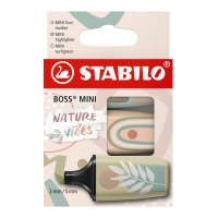 Stabilo Boss Mini Naturevibes Pack de 3 Marcadores Fluorescentes - Trazo entre 2 y 5mm - Tinta con Base de Agua - Antisecado - Colores Verde Barro