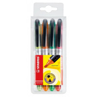 Stabilo Navigator Pack de 4 Marcadores Fluorescentes - Zona de Agarre - Diseño Delgado - Practico Clip para Llevar - Trazo entre 2 y 5mm - Colores Amarillo