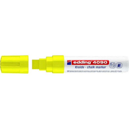 Edding 4090 Rotulador de Tiza Liquida - Punta Biselada - Trazo entre 4 y 15mm - Olor Neutro - Color Amarillo Neon