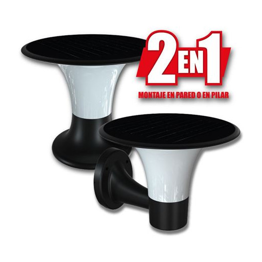 Elbat Serie Pro Farol LED Solar - 15W - 6000K/3000K - 2200 Lumenes - Sensor - Montaje en Pared o Sobre Pilar - Color Negro