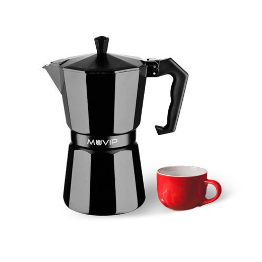 Muvip MV0603 Cafetera de Aluminio - Capacidad 1 Taza - Mango Ergonomico - Antiadherente - Apta para Placas Electricas