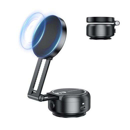 XO C166 Soporte de Coche para Smartphones - Succion Electrica - Bateria Integrada - Brazo Telescopico - Anclaje Magnetico - Color Negro