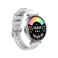 XO GT4 Mini Reloj Smartwatch Pantalla Redonda 1.32" AMOLED - Multideporte - Monitoreo del Sueño - Llamadas BT - IP68 - Color Plata