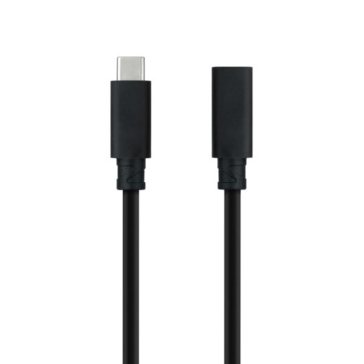 Nanocable Cable Prolongador USB-C 3.2 Macho a USB-C 3.2 Hembra - Gen2x2 20Gbp - 100W 5A - 4K 60Hz - 1.5 Metros - Color Negro