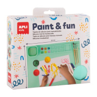 Apli Kids Paint & Fun Tapete de Silicona y Vaso Pleglable - Para Pintar y Hacer Manualidades sin Ensuciar - Color Verde
