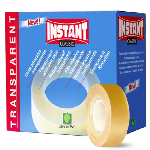 Instant Classic Cinta Adhesiva Transparente 19mm x 33m - Libre de PVC - Transparente