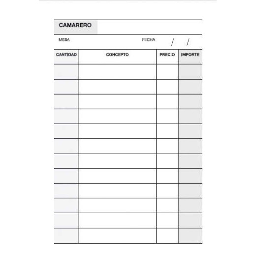 Apli A-140 Talonario Camarero Bolsillo Vertical Duplicado - Tamaño 90x140mm - Papel Autocopiativo - 50 Hojas - Color Original Blanco