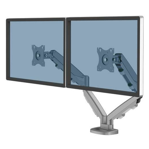 Fellowes Eppa Brazo para Monitor Doble - Hasta 39" y 8kg - Ajustable con Muelle de Gas - Color Plata