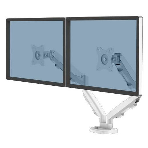 Fellowes Eppa Brazo para Monitor Doble - Hasta 39" y 8kg - Ajustable con Muelle de Gas - Color Blanco