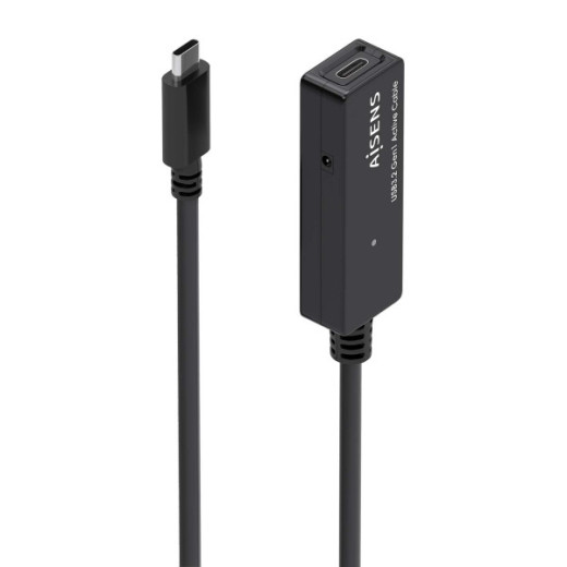 Aisens Cable USB 3.2 Gen1x1 Prolongador con Amplificador - USB-C/M-USB-C/H - 10m - Color Negro