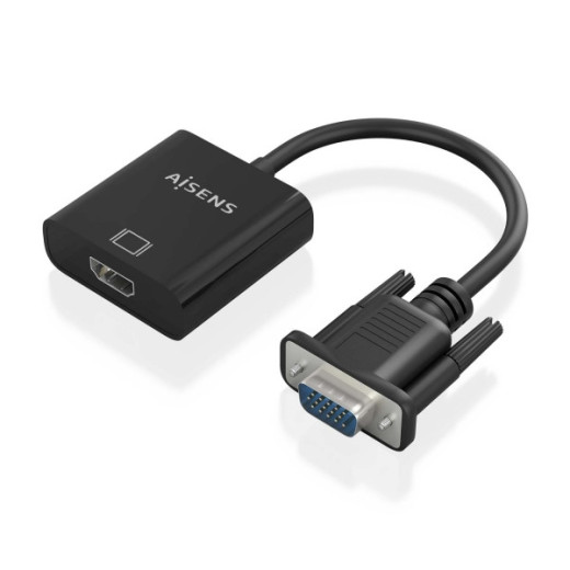 Aisens Cable Conversor SVGA+Audio a HDMI - SVGA/M+Jack 3.5/H+USB Microb/H-HDMI A/H - 20cm - Color Negro