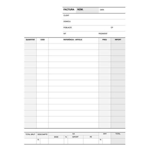 Apli Talonario Factura 1/4 Duplicado Natural Catalan - Numeracion Secuencial - Papel Autocopiativo - 63 Copias - Colores Original Blanco