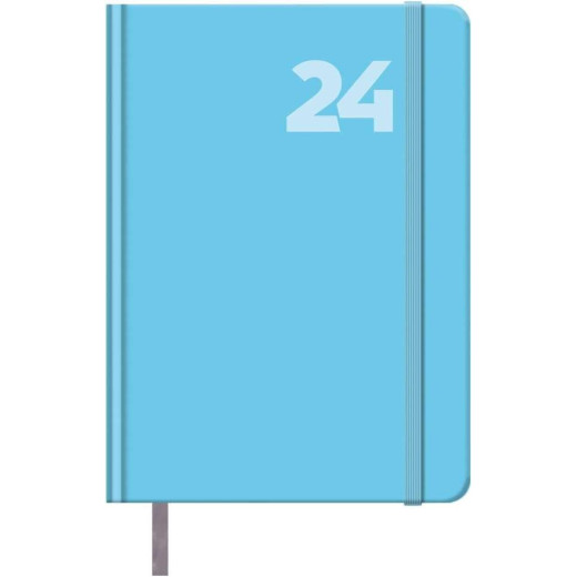 Dohe Capri Agenda Anual - Dia Pagina - Cubierta en Papel Impreso Plastificado Mate - Cierre de Goma Elastica - Sabado y Domingo misma Pagina - Tamaño 14x20cm - Color Azul