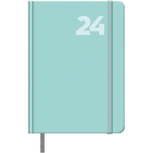 Dohe Capri Agenda Anual - Dia Pagina - Cubierta en Papel Impreso Plastificado Mate - Cierre de Goma Elastica - Sabado y Domingo misma Pagina - Tamaño 14x20cm - Color Verde Claro