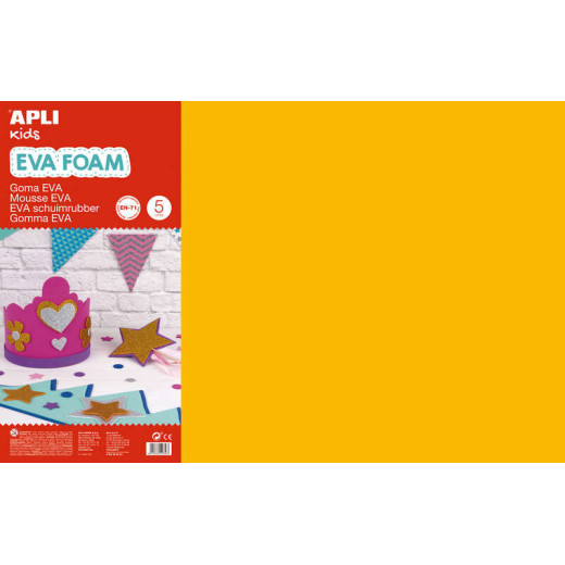 Apli Goma Eva Naranja 600x400 - 5 Hojas de Tamaño Grande y Flexible - Ideal para Manualidades y Decoracion
