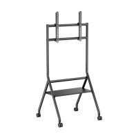 Aisens Soporte de Suelo ECO con Rueda - 1 Bandeja para Pantalla Interactiva/TV 80kg de 37-86 - Color Negro