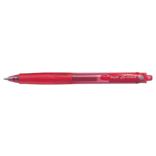 Pilot Boligrafo de Gel G-Knock - Recargable - Fabricado con Plastico Reciclado - Punta de Bola 0.7mm - Trazo 0.32mm - Color Rojo