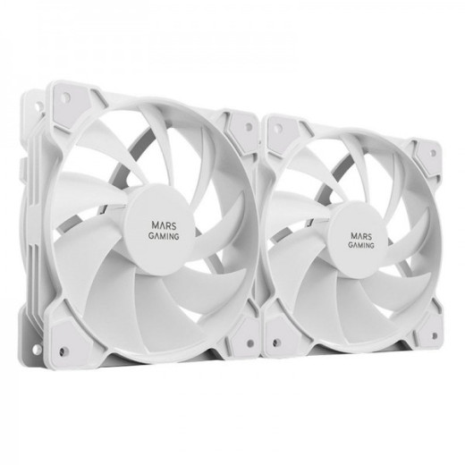 Mars Gaming MFPROX2W Set de Ventiladores - Ultra Silencioso - Rodamientos FDB - Conectividad 3PIN+4PIN - Color Blanco