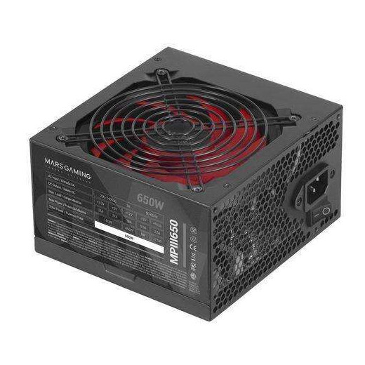 Mars Gaming MPIII650 Fuente de Alimentacion 650W ATX - 85% de Eficiencia - PFC Activo - Silenciosa