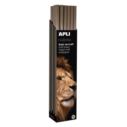 Apli Rollo de Papel Kraft - 70gr - Fibras Naturales - Alta Resistencia - Homogeneidad de Color - Ideal para Embalajes y Manualidades - Color Marron