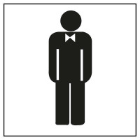 Apli Pegatina en PVC para Señalizacion de Lavabo Caballeros - Medidas 114x114mm - Adhesivo Permanente - Dibujo Negro sobre Fondo Blanco