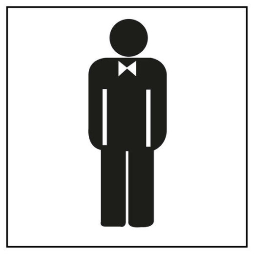 Apli Pegatina en PVC para Señalizacion de Lavabo Caballeros - Medidas 114x114mm - Adhesivo Permanente - Dibujo Negro sobre Fondo Blanco