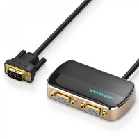 Vention Divisor VGA Macho a 2x VGA Hembra con Alimentacion Externa - Color Negro